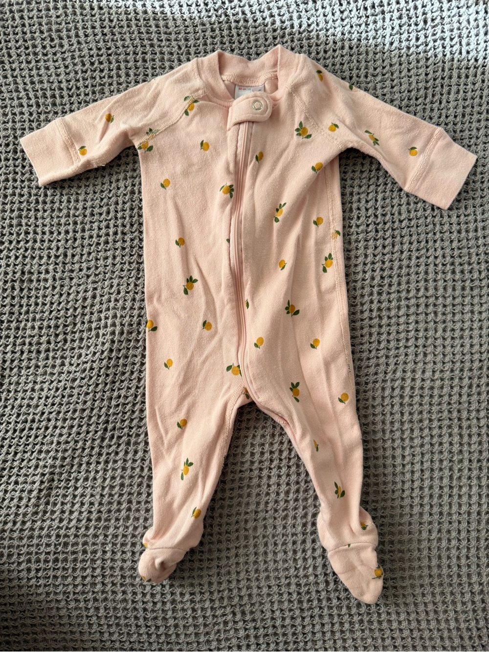 Hannah Anderson 100% Organic Cotton Pink Lemon Print Footed Pajama